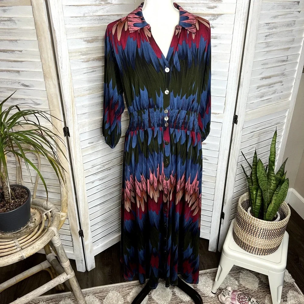 Soft SURROUNDINGS Women's Ancient Isle Shirt Dress Multicolor NEW Medium Petite - Picture 4 of 16